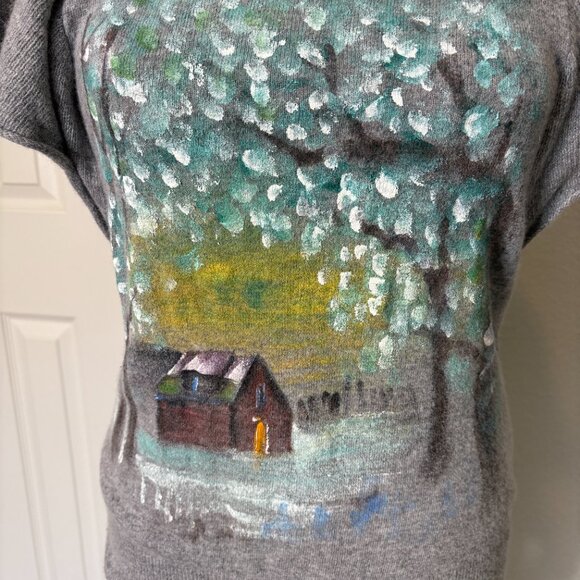 Anthropologie Sleeping on Snow Painted Blouse sz M Painted Cottage - Picture 2 of 7